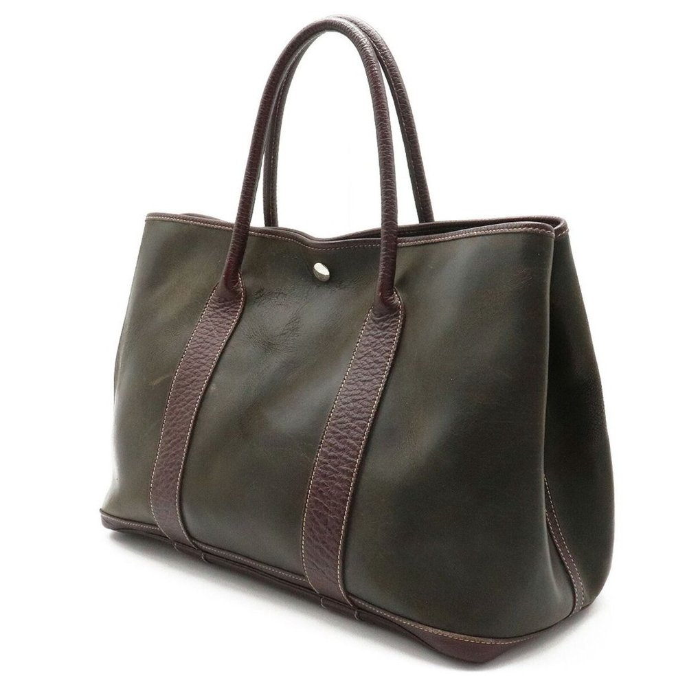 Hermes Garden Party PM Amazonia Tote Bag Authentic Beautiful Bordeaux Color - Picture 2 of 9